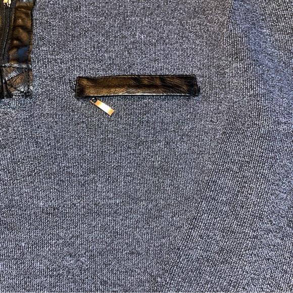 Vintage Alberto Cardinali Men’s Sweater Faux Leather Shoulder Detail Size M Gray - Picture 5 of 6